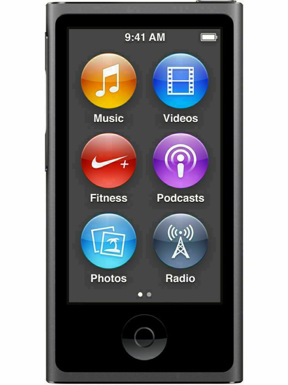 Apple portable media player in gunmetal and black